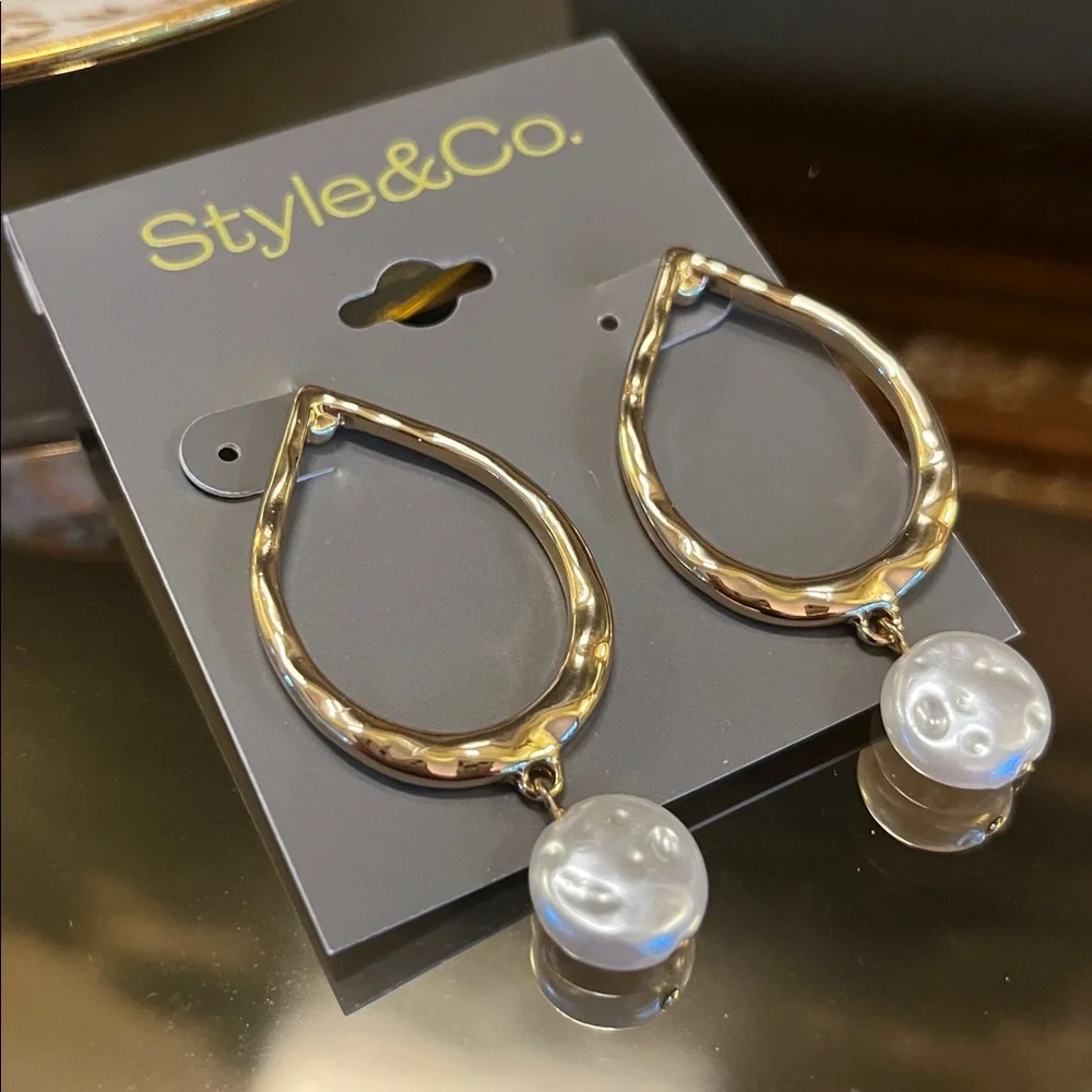 Style & Co Pearl Teardrop Earrings